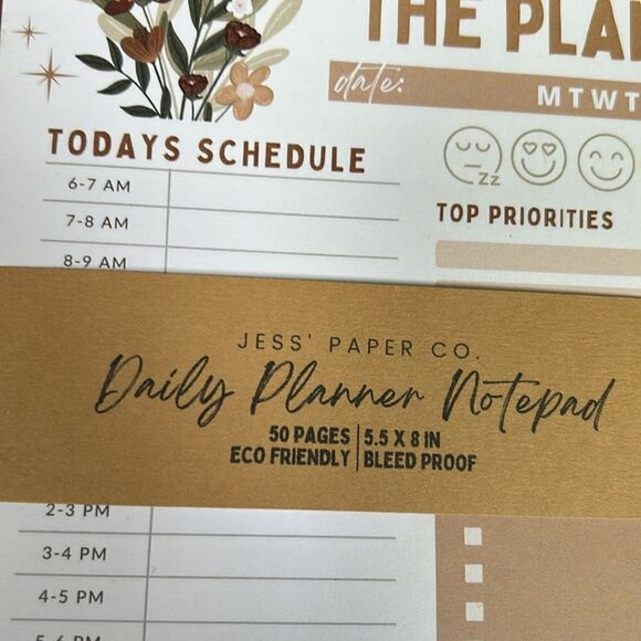 Daily planner notepad plus charm pin and notepad flower print Jess paper Co NwT - Picture 3 of 10